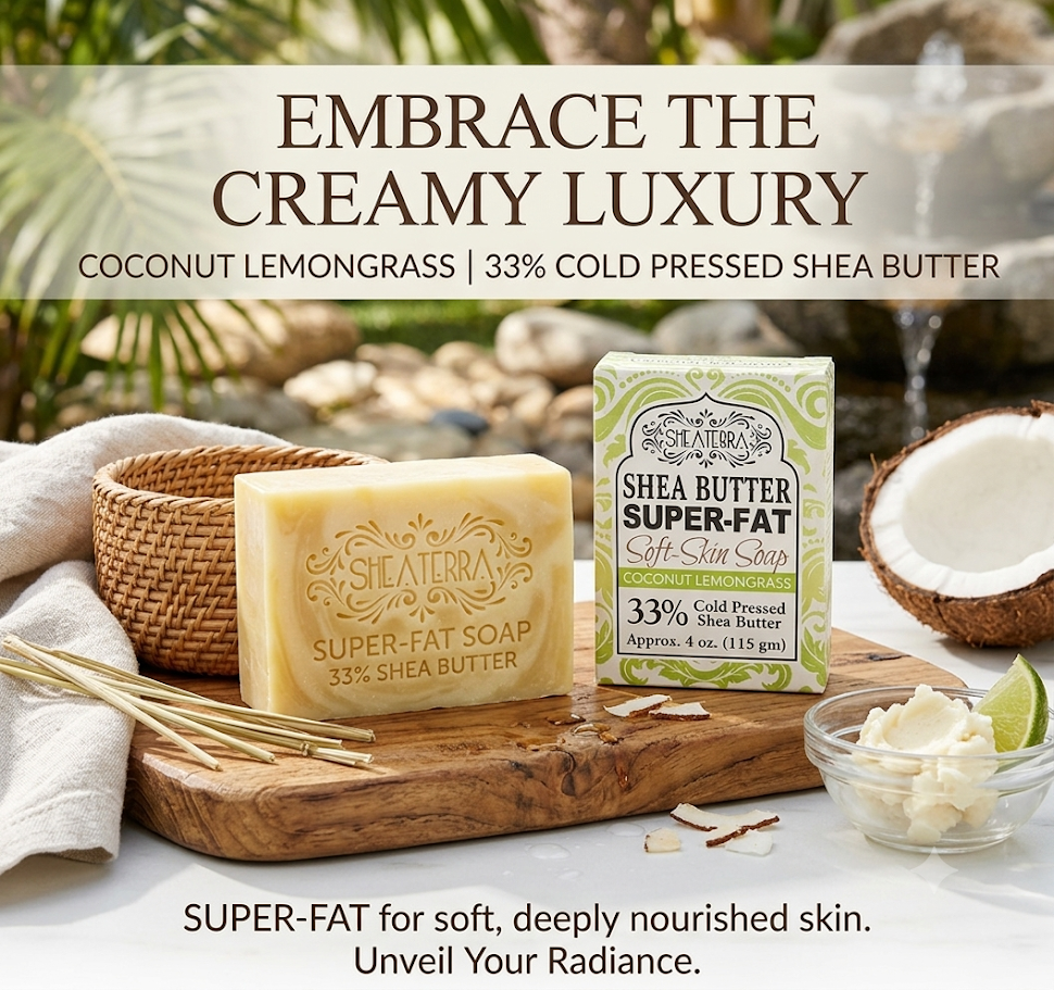 Shea Butter Super Fat Soft-Skin Soap COCONUT LEMONGRASS
